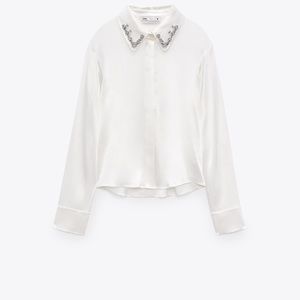 Zara jewel satin effect shirt